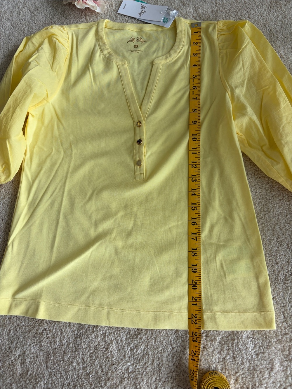 Lilly Pulitzer Sunny Yellow Puff-Sleeve Ronson Top, S, NWT - Picture 4 of 8